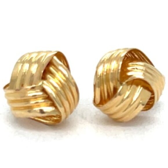 14K Knotted Yellow Gold Studs - Picture 4 of 4